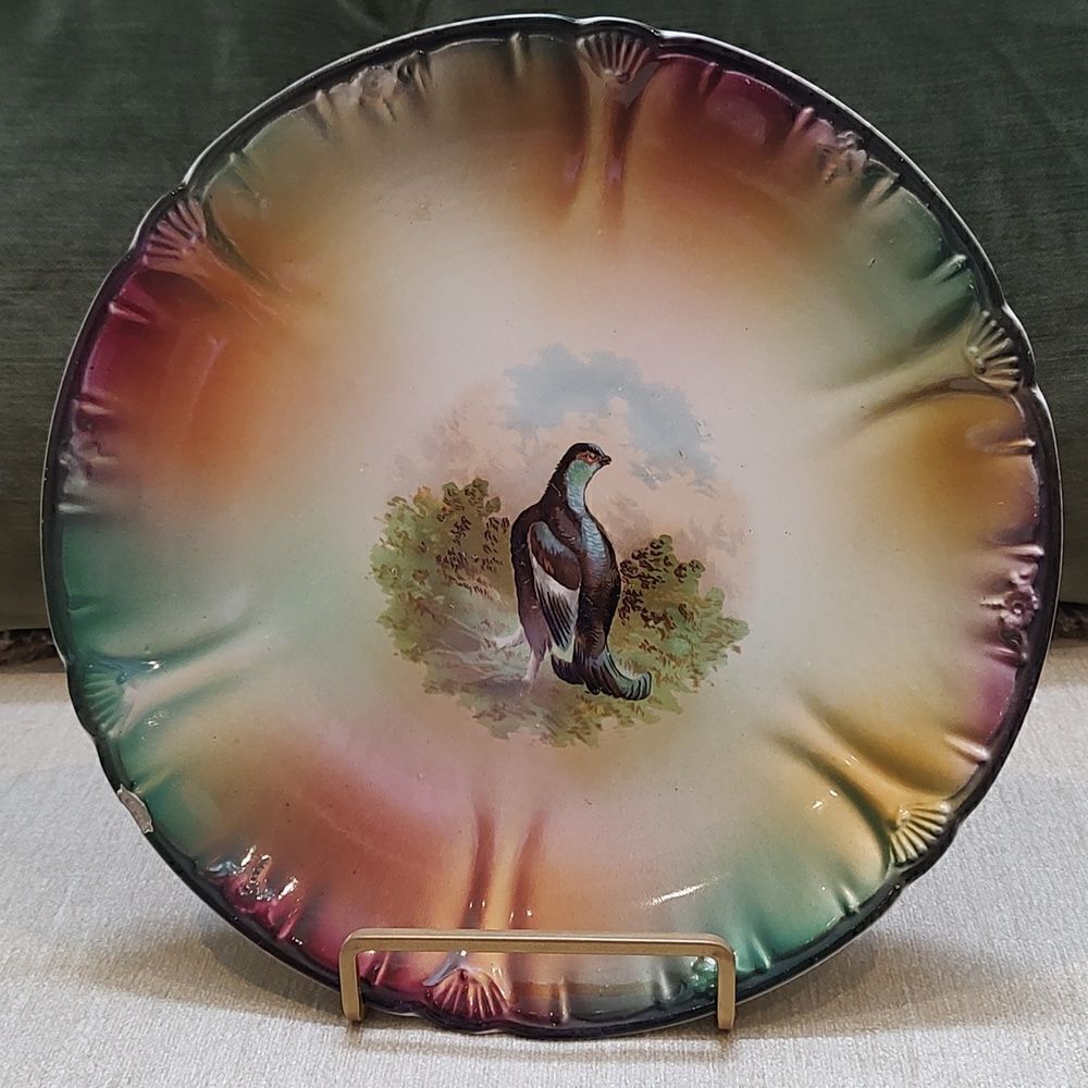 Rare Antique Franz Anton Mehlem Hand Painted Gamebird Plate Circa 1890-1900